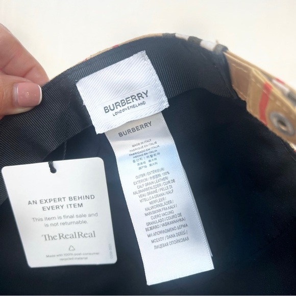 BURBERRY Monogram Motif Icon Stripe Cotton Baseball Cap Unisex - Picture 5 of 6